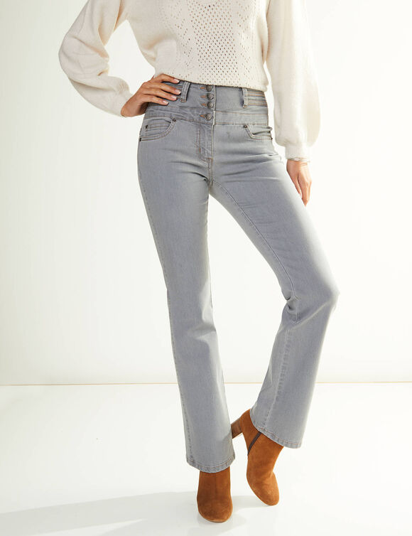 Jean boocut taille haute - petite stature (gris) Jean boocut taille haute - petite stature (gris)